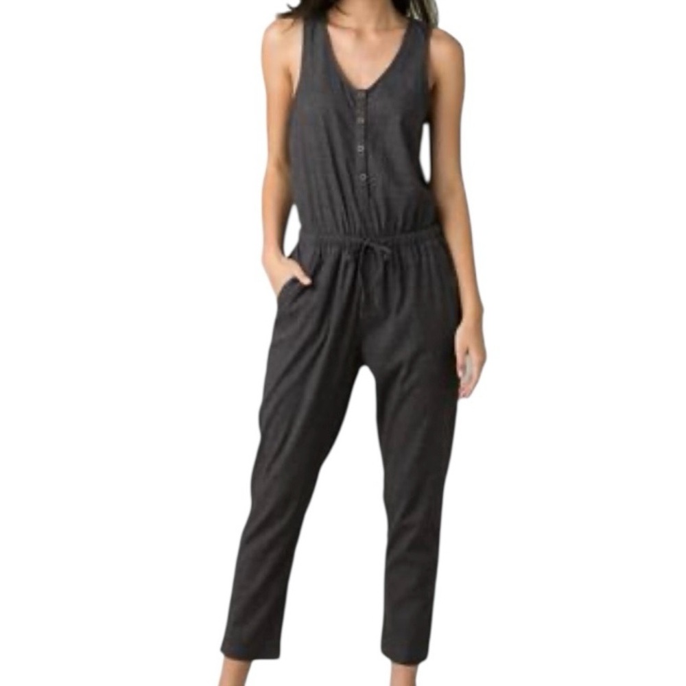 prAna Nani Jumper Hemp Blend Jumpsuit Grey Size Medium
